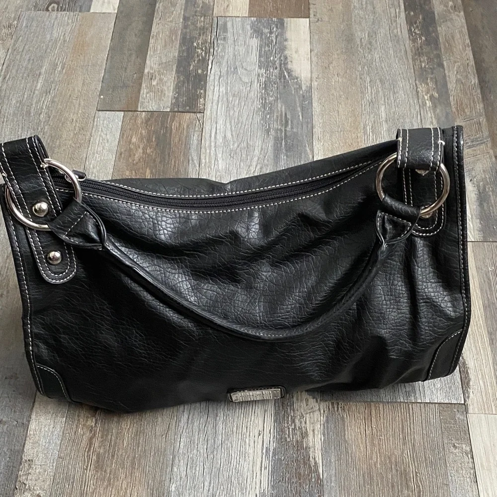 Nine West Black Shoulder Bag with Metallic Details